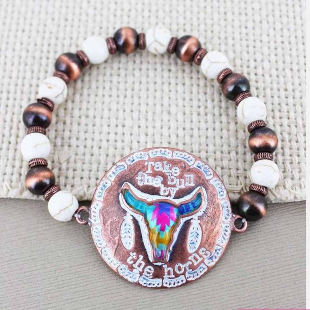 Longhorn Steer Skull Copper Bracelet